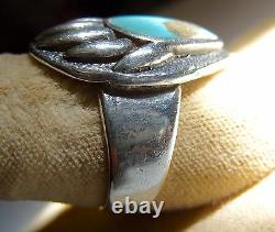 Navajo Sterling Silver Turquoise Ring Size 9 3/4 Bear Claw