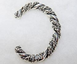Navajo Sterling Silver Twisted Rope Cuff Bracelet 10mm thick