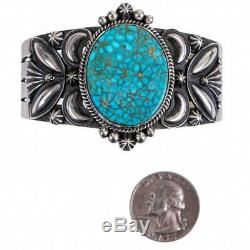 Navajo Turquoise Bracelet Sterling Silver DERRICK GORDON Kingman Spiderweb A++