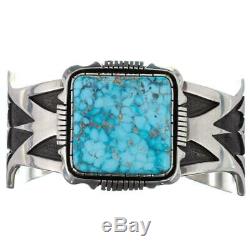 Navajo Turquoise Bracelet Sterling Silver Gem KINGMAN WATERWEB MENS CUFF Large