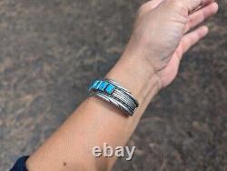 Navajo Turquoise Cuff Bracelet Vtg Native NA Jewelry Signed Tommy Tso Sr 6.75