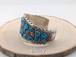 Navajo Turquoise Cuff Bracelet Vtg Sterling Silver Native NA Jewelry Signed sz 7