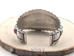 Navajo Turquoise Cuff Bracelet Vtg Sterling Silver Native NA Jewelry Signed sz 7