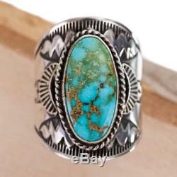 Navajo Turquoise Ring Sterling Silver Natural INDIAN MOUNTAIN Derrick GORDON 9