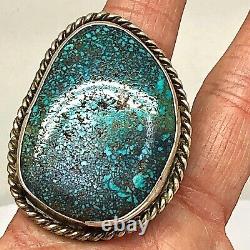 Navajo Turquoise Ring Sz8.5 Vtg Huge Sterling Silver 42g Handmade Kingman Native