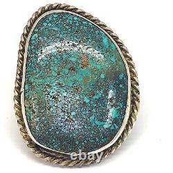 Navajo Turquoise Ring Sz8.5 Vtg Huge Sterling Silver 42g Handmade Kingman Native