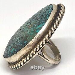 Navajo Turquoise Ring Sz8.5 Vtg Huge Sterling Silver 42g Handmade Kingman Native