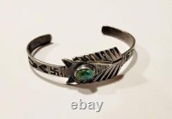 Navajo Turquoise & Silver Bracelet Silver Arrow Pre WWI Native American Jewelry