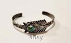 Navajo Turquoise & Silver Bracelet Silver Arrow Pre WWI Native American Jewelry