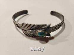 Navajo Turquoise & Silver Bracelet Silver Arrow Pre WWI Native American Jewelry