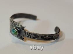 Navajo Turquoise & Silver Bracelet Silver Arrow Pre WWI Native American Jewelry