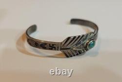 Navajo Turquoise & Silver Bracelet Silver Arrow Pre WWI Native American Jewelry