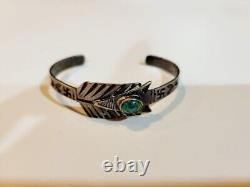 Navajo Turquoise & Silver Bracelet Silver Arrow Pre WWI Native American Jewelry