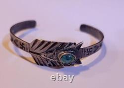 Navajo Turquoise & Silver Bracelet Silver Arrow Pre WWI Native American Jewelry