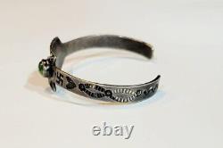 Navajo Turquoise & Silver Bracelet Silver Arrow Pre WWI Native American Jewelry