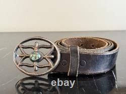 Navajo Unusual Turquoise Stones Sandcast Buckle Vintage Belt