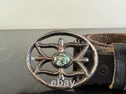 Navajo Unusual Turquoise Stones Sandcast Buckle Vintage Belt