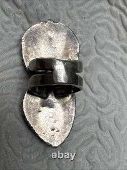 Navajo Vintage Native American Sterling Silver 2 Gorgeous Blue Turquoise Ring 9