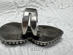Navajo Vintage Native American Sterling Silver 2 Gorgeous Blue Turquoise Ring 9