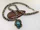Navajo Vintage Sterling Turquoise Blossom Pendant 5.8mm Beads 16.5 Necklace