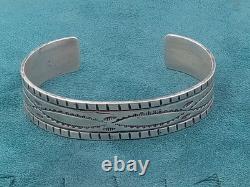 Navajo WT Mark Silver Native American Style Cuff Bracelet 6.25 Interior Size
