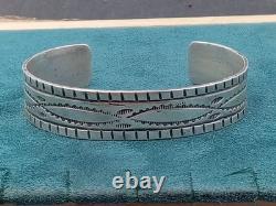 Navajo WT Mark Silver Native American Style Cuff Bracelet 6.25 Interior Size