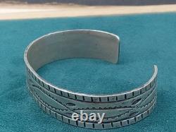 Navajo WT Mark Silver Native American Style Cuff Bracelet 6.25 Interior Size