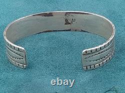 Navajo WT Mark Silver Native American Style Cuff Bracelet 6.25 Interior Size