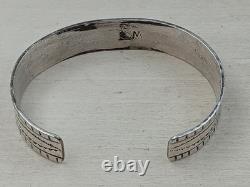 Navajo WT Mark Silver Native American Style Cuff Bracelet 6.25 Interior Size