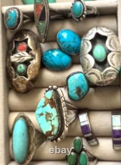 Navajo Zuni Native American Indian Vintage Sterling Silver Turquoise Jewelry Lot