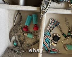 Navajo Zuni Native American Indian Vintage Sterling Silver Turquoise Jewelry Lot