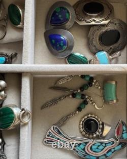 Navajo Zuni Native American Indian Vintage Sterling Silver Turquoise Jewelry Lot