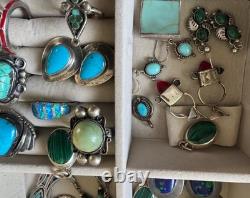 Navajo Zuni Native American Indian Vintage Sterling Silver Turquoise Jewelry Lot