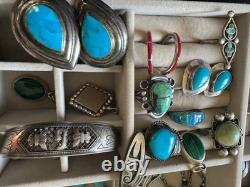Navajo Zuni Native American Indian Vintage Sterling Silver Turquoise Jewelry Lot
