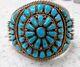 Navajo/Zuni Sterling Silver Turquoise Cuff Bracelet SIGNED VINTAGE JEWELRY