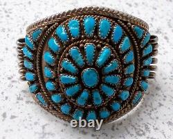 Navajo/Zuni Sterling Silver Turquoise Cuff Bracelet SIGNED VINTAGE JEWELRY