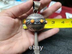 Navajo jewelry Old Pawn Handmade Sterling Silver Blossom vintage Pendant Signed