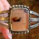 Navajo old pawn vtg Sterling Silver & Petrified Wood Cuff Fred Harvey Era