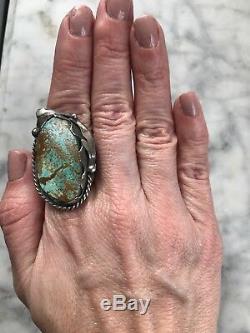 Nice Huge Vintage Navajo Royston Turquoise Sterling Silver Ring Sz 9