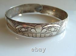 Northwest Coast Engraved Silver Bangle Bracelet