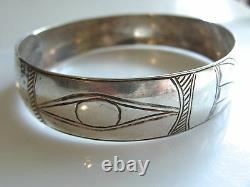 Northwest Coast Engraved Silver Bangle Bracelet