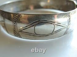 Northwest Coast Engraved Silver Bangle Bracelet