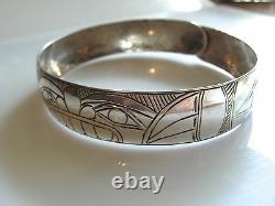 Northwest Coast Engraved Silver Bangle Bracelet