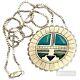 Noteworthy Vintage Carlisle Turquoise Sterling Silver Sunface Brooch Necklace