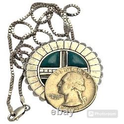 Noteworthy Vintage Carlisle Turquoise Sterling Silver Sunface Brooch Necklace