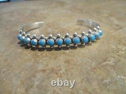 OLDER MINT Vintage Navajo Sterling Silver SNAKE EYE Turquoise Row Bracelet