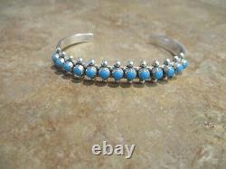 OLDER MINT Vintage Navajo Sterling Silver SNAKE EYE Turquoise Row Bracelet