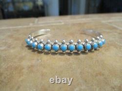 OLDER MINT Vintage Navajo Sterling Silver SNAKE EYE Turquoise Row Bracelet