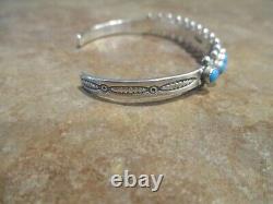 OLDER MINT Vintage Navajo Sterling Silver SNAKE EYE Turquoise Row Bracelet