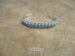 OLDER MINT Vintage Navajo Sterling Silver SNAKE EYE Turquoise Row Bracelet